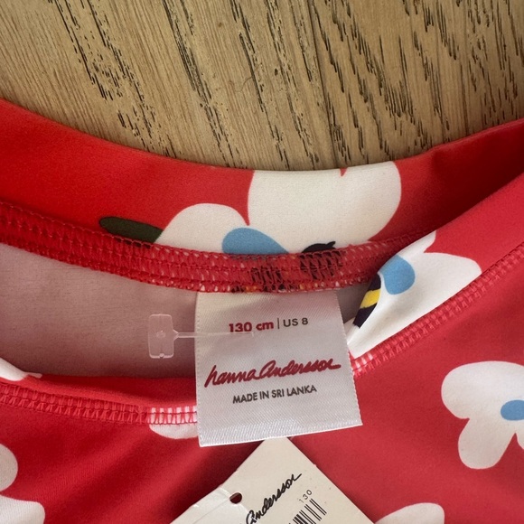 Hanna Andersson Rash Guard Floral Bee Red Size 8 - Picture 3 of 4